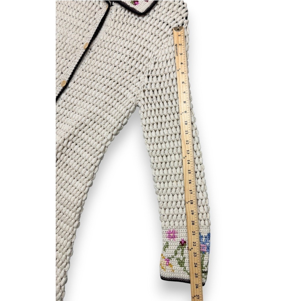 Lucky Brand VTG Wool Crochet Knit Long Cardigan Sweater Coat Duster‎ Womens XL - Picture 11 of 12